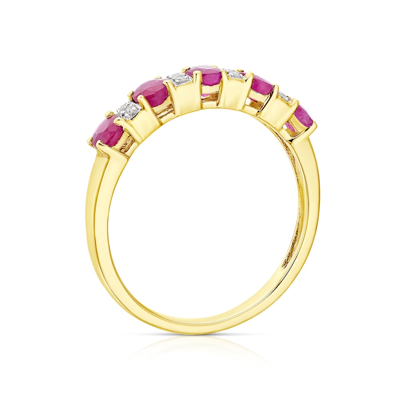 Main Image 3 of 9ct Yellow Gold Ruby & Diamond Ring