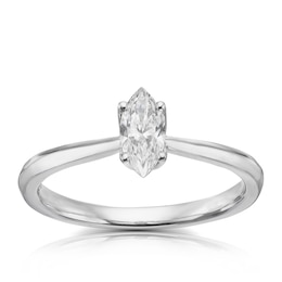 18ct White Gold 0.40ct Diamond Marquise Cut Solitaire Ring