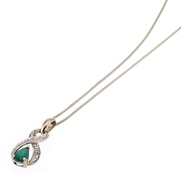 9ct Yellow Gold Diamond and Emerald Pendant