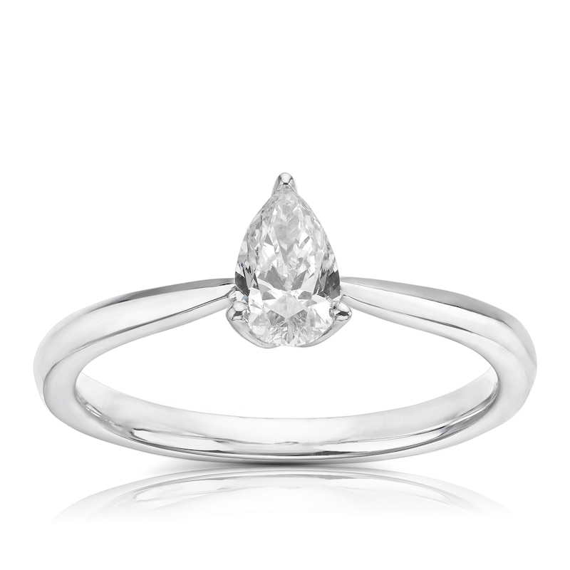 18ct White Gold 0.40ct Diamond Pear Cut Solitaire Ring