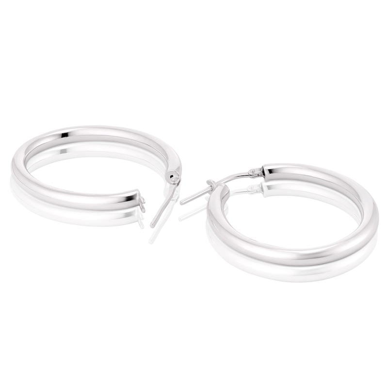 Main Image 2 of Sterling Silver Large Oval Shaped Hoop Earrings
