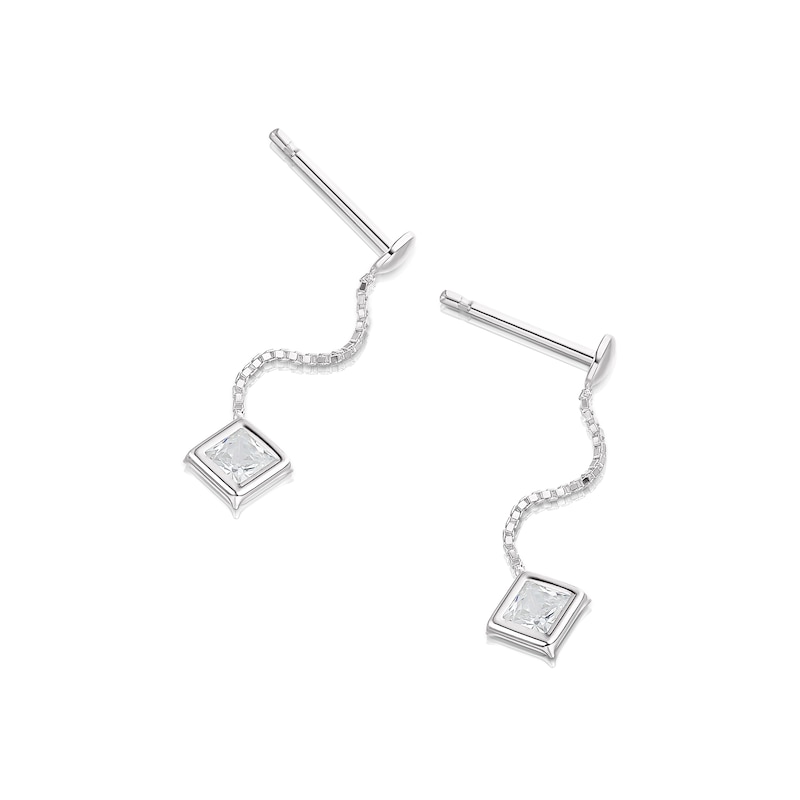 Sterling Silver & Cubic Zirconia Chain Drop Earrings