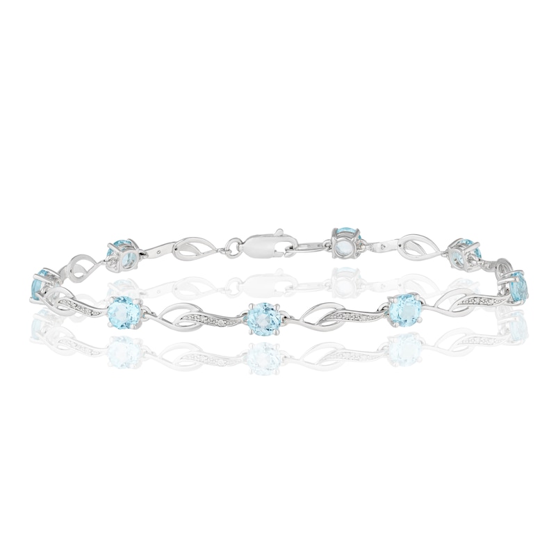 Sterling Silver Blue Topaz & 0.06ct Diamond Bracelet