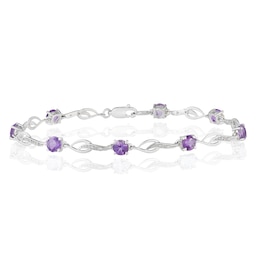 Sterling Silver Amethyst & 0.06ct Diamond Bracelet