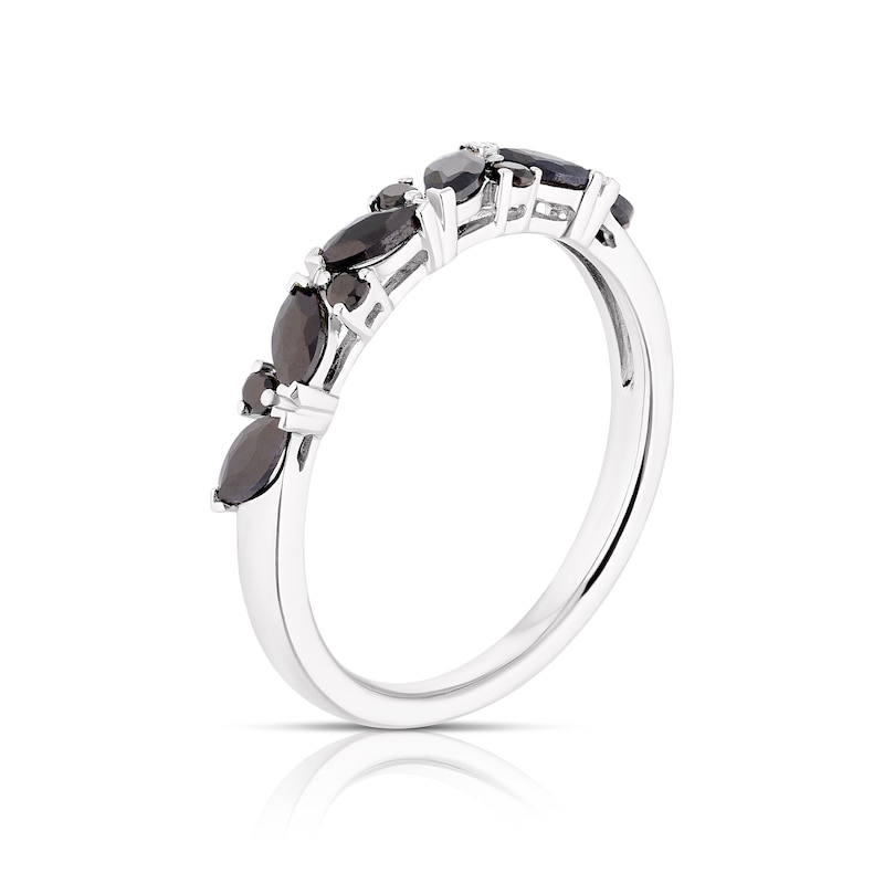 9ct White Gold Black Sapphire Marquise Cut Eternity Ring