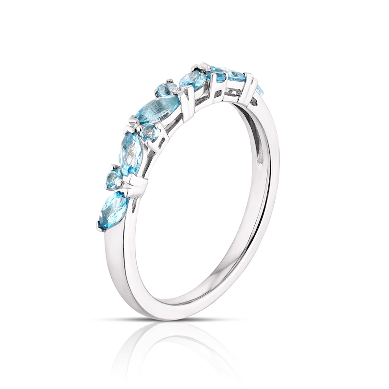 9ct White Gold Blue Topaz Marquise Cut Eternity Ring