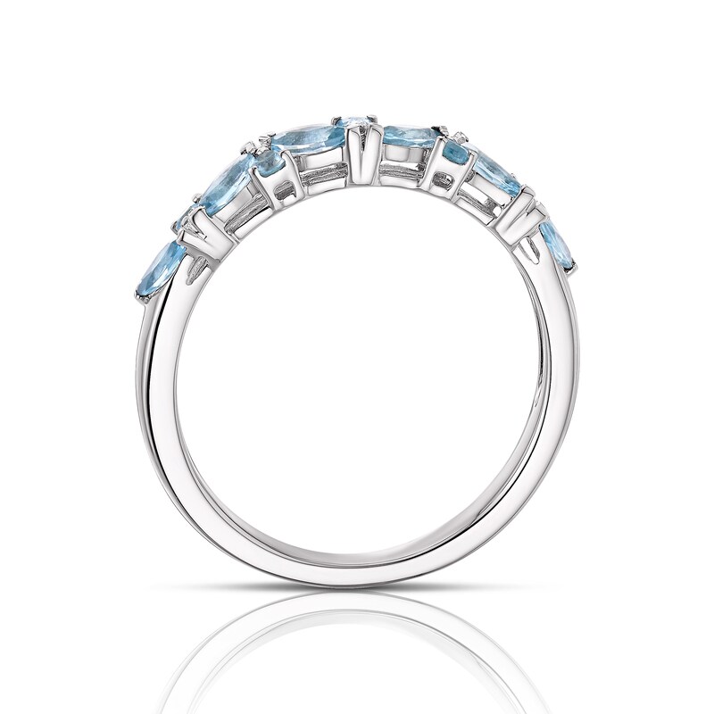 9ct White Gold Blue Topaz Marquise Cut Eternity Ring