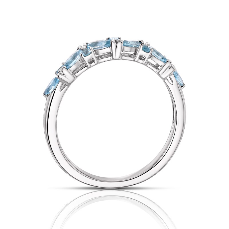 9ct White Gold Blue Topaz Marquise Cut Eternity Ring