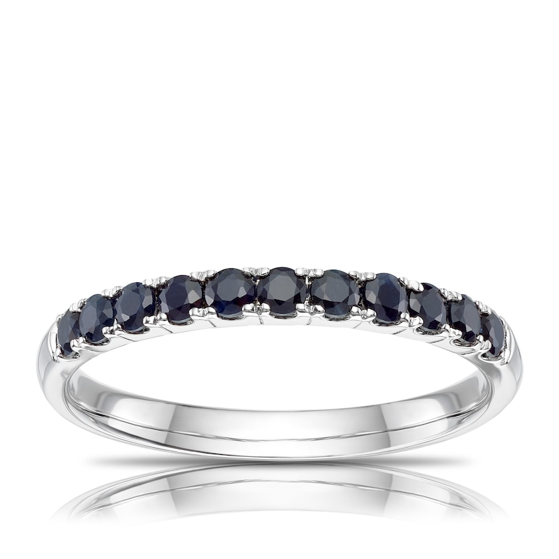 Sterling Silver Black Sapphire Eternity Ring