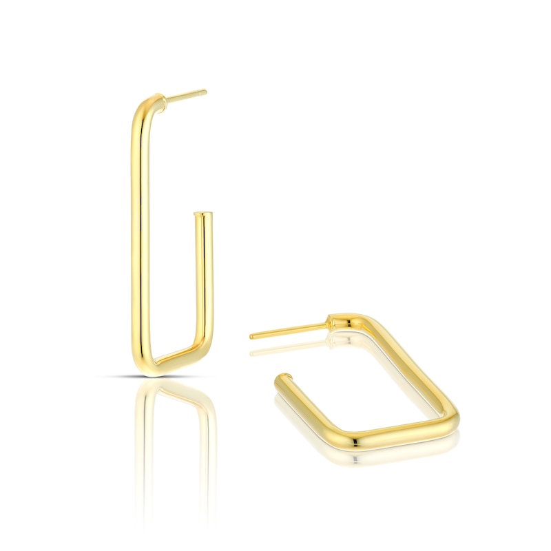 Main Image 1 of 9ct Yellow Gold Rectangle Hoop Earrings