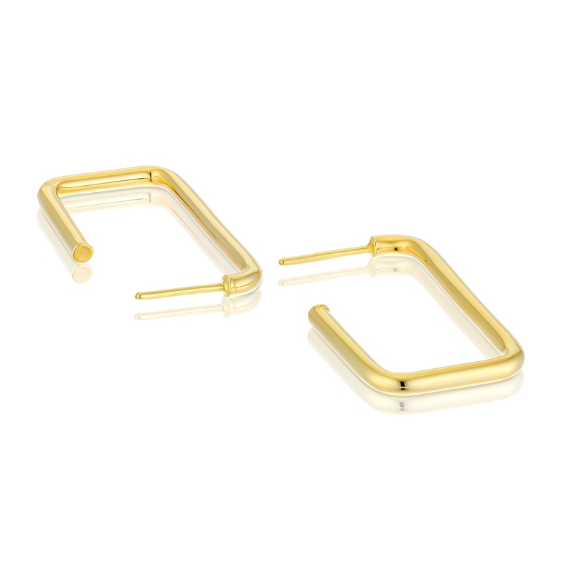 Main Image 2 of 9ct Yellow Gold Rectangle Hoop Earrings