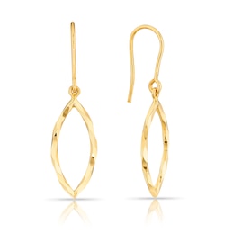 9ct Yellow Gold Open Marquise Shaped Drop Earrings