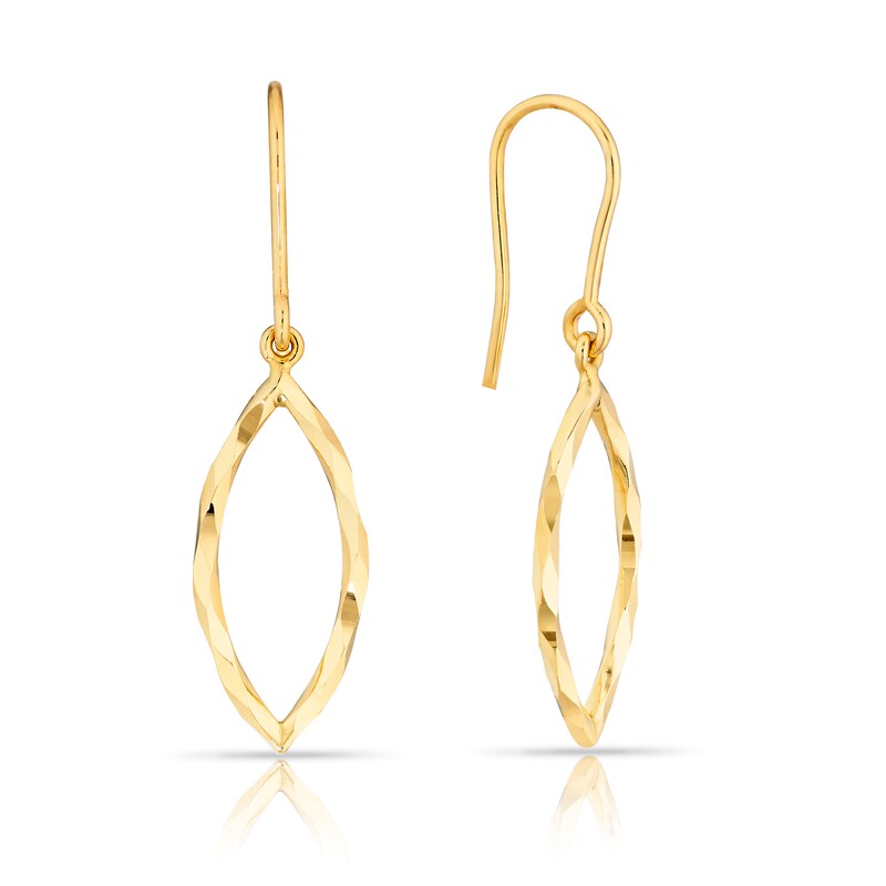 9ct Yellow Gold Open Marquise Shaped Drop Earrings
