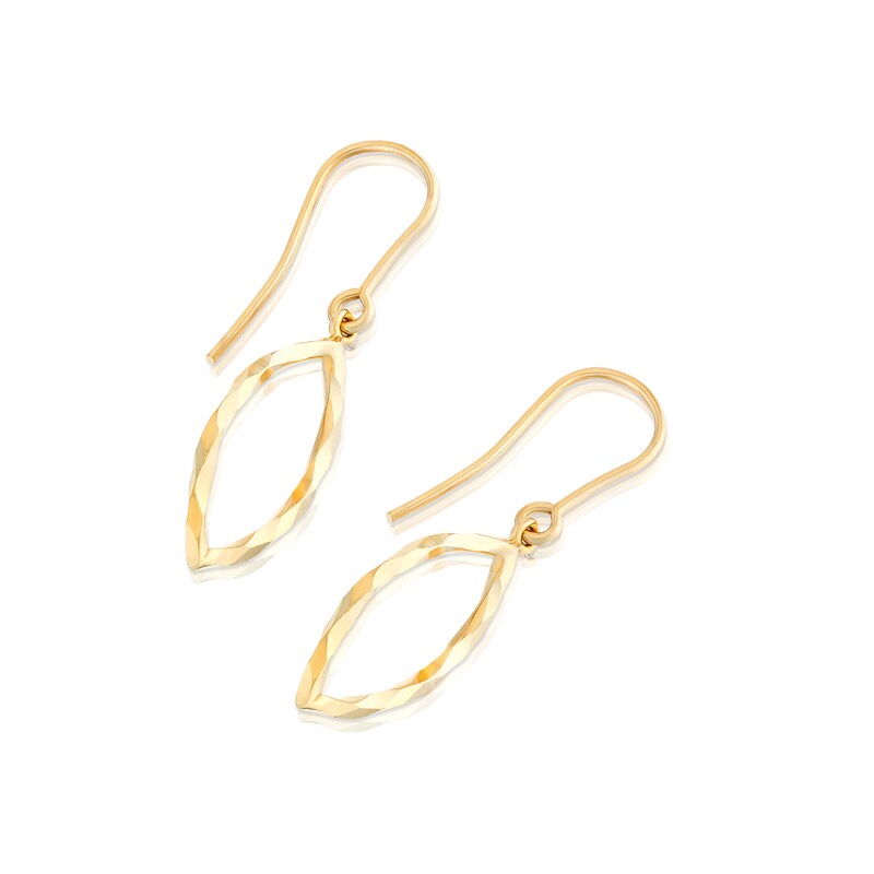 9ct Yellow Gold Open Marquise Shaped Drop Earrings