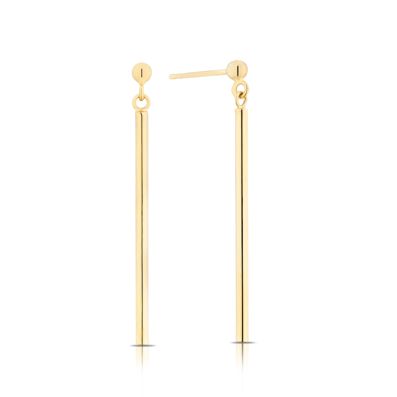 Main Image 1 of 9ct Yellow Gold Straight Bar Drop Earrings