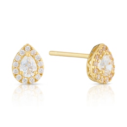 9ct Yellow Gold & Cubic Zirconia Pear Shaped Stud Earrings