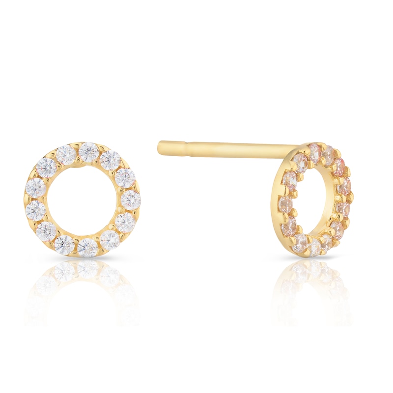 Main Image 1 of 9ct Yellow Gold & Cubic Zirconia Open Circle Stud Earrings