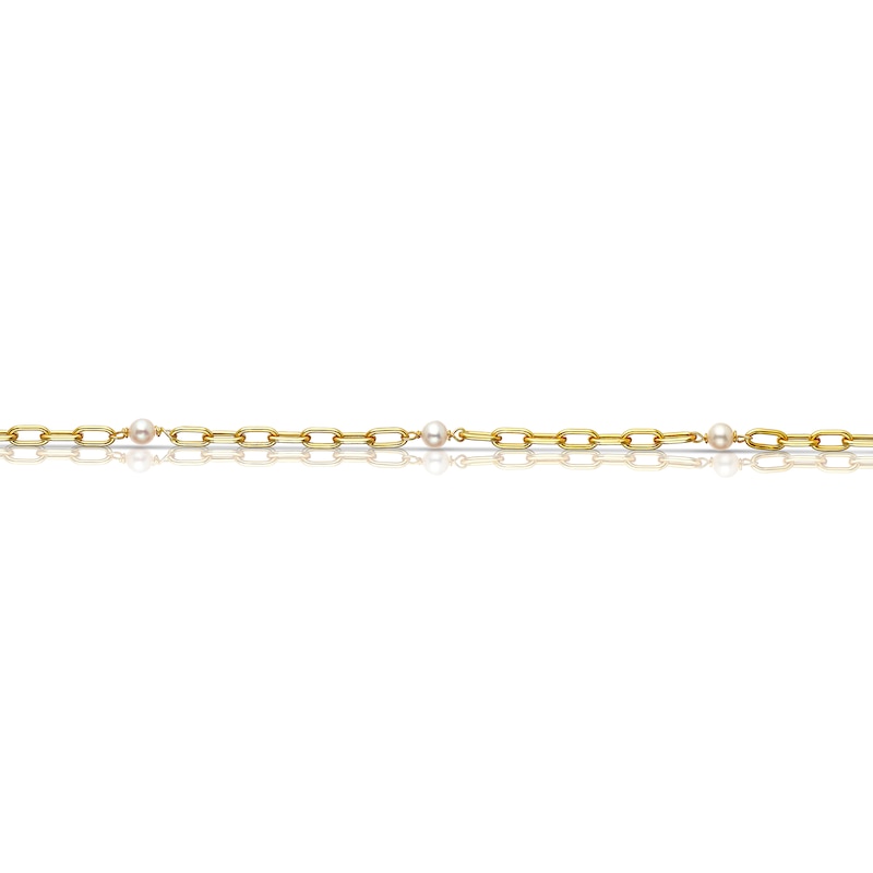 Main Image 2 of 9ct Yellow Gold & Pearl Paper Link Bracelet