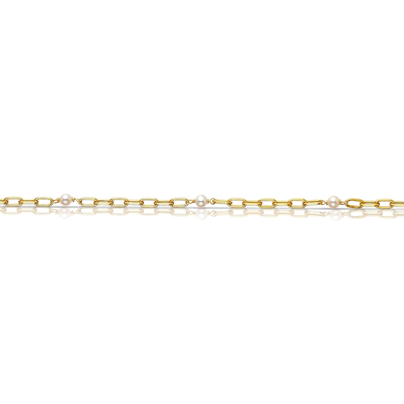 9ct Yellow Gold & Pearl Paper Link Bracelet