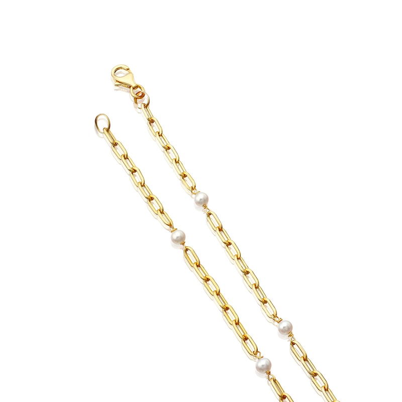 9ct Yellow Gold & Pearl Paper Link Bracelet