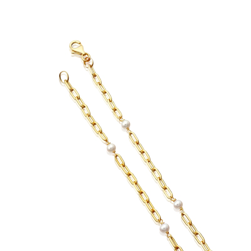 Main Image 3 of 9ct Yellow Gold & Pearl Paper Link Bracelet