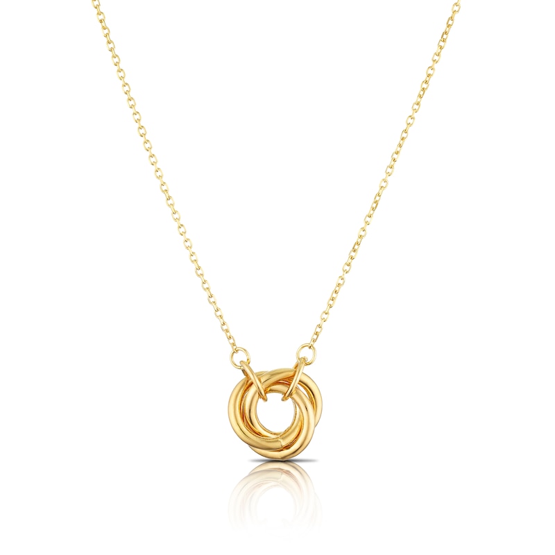 Main Image 1 of 9ct Yellow Gold Interlocked Knot Pendant Necklace
