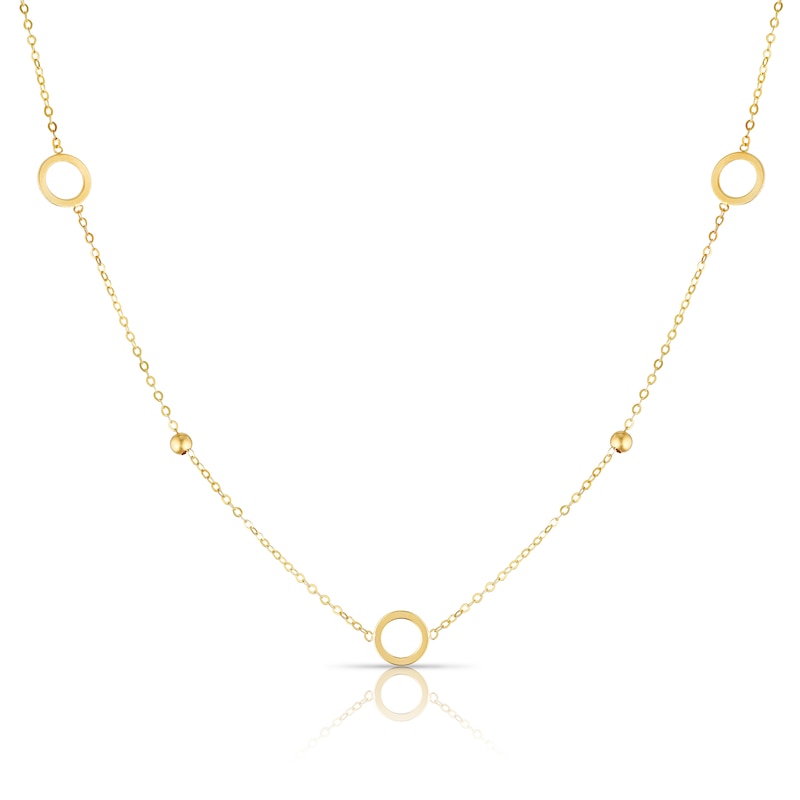 9ct Yellow Gold Open Circle 18 Inch Rolo Chain Necklace