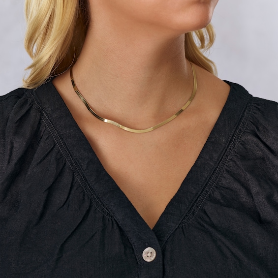 9ct Yellow Gold 18 Inch Flat Herringbone Chain