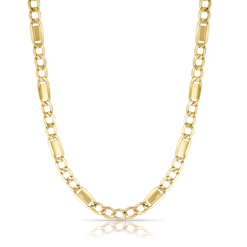 Main Image 1 of 9ct Yellow Gold 22&quot; Link Station Curb Chain