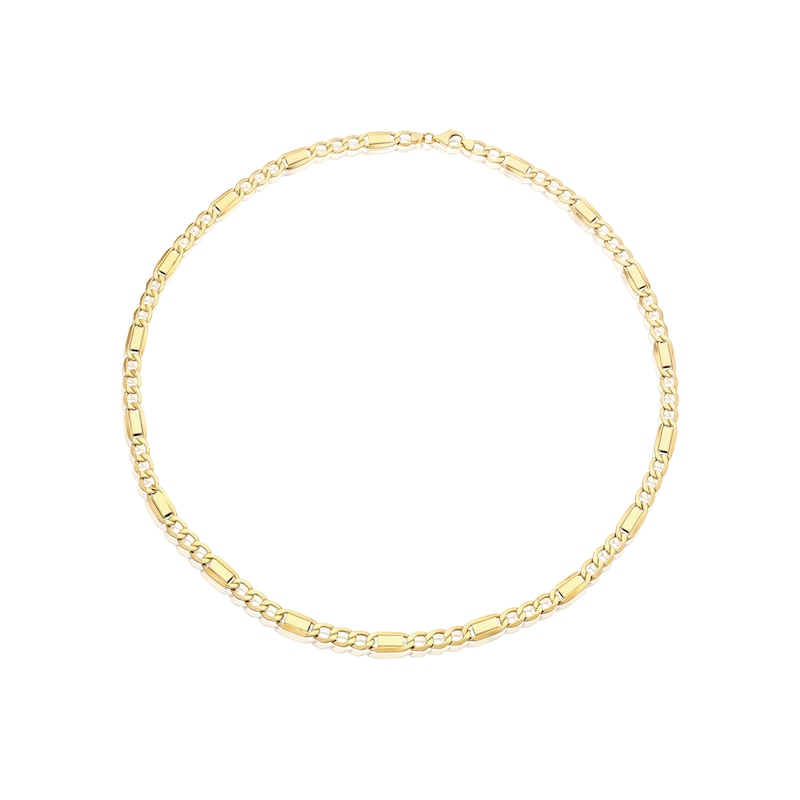 Main Image 2 of 9ct Yellow Gold 22&quot; Link Station Curb Chain