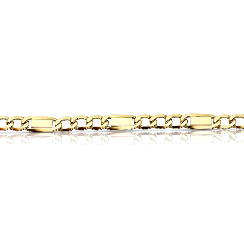 9ct Yellow Gold Link Station Curb Chain Bracelet