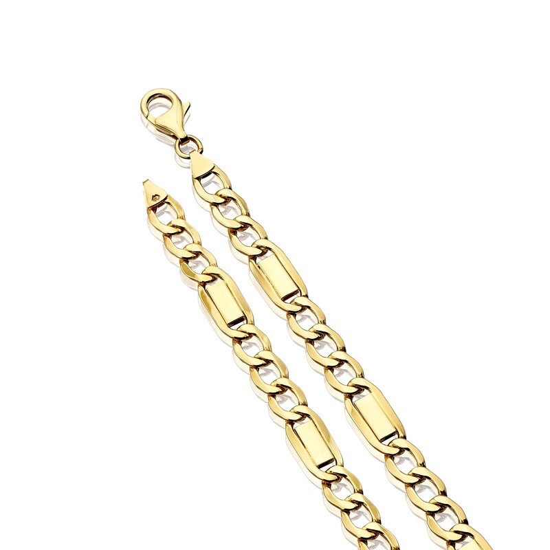 Main Image 3 of 9ct Yellow Gold Link Station Curb Chain Bracelet