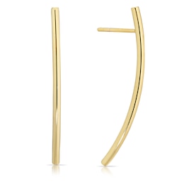 9ct Yellow Gold Curved Bar Drop Earrings