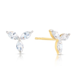 9ct Yellow Gold & Cubic Zirconia Flower Stud Earrings