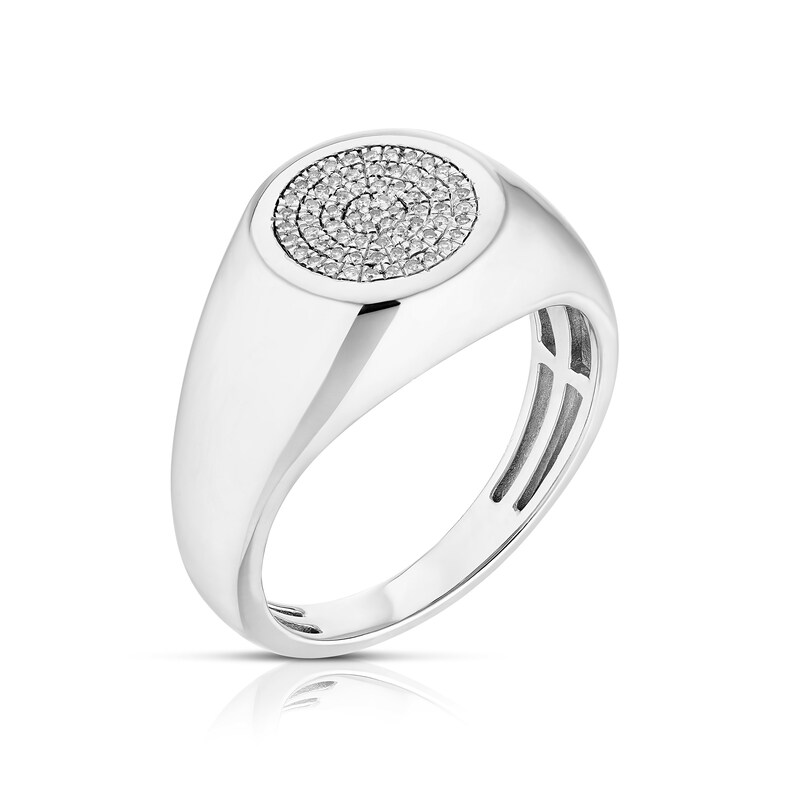 Men's Sterling Silver 0.10ct Diamond Cluster Circle Ring H.Samuel