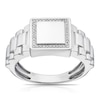 Thumbnail Image 1 of Men's Sterling Silver 0.05ct Diamond Square Signet Ring