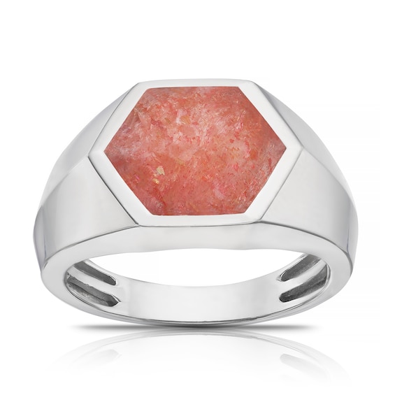 Men's Sterling Silver Sunstone Ring