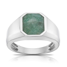 Men's Sterling Silver & Green Aventurine Ring
