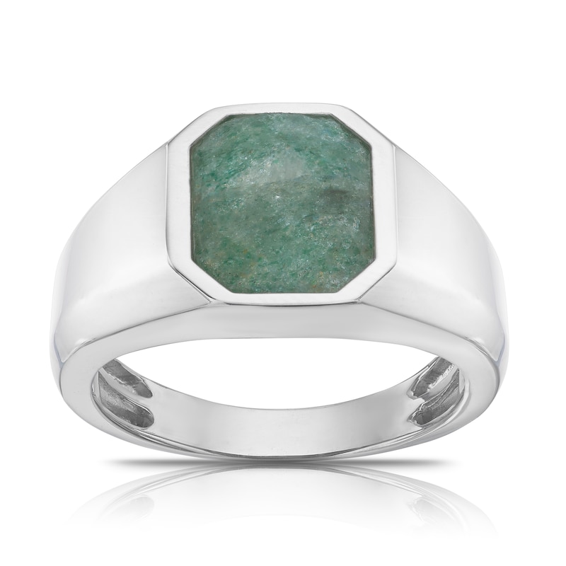 Men's Sterling Silver & Green Aventurine Ring