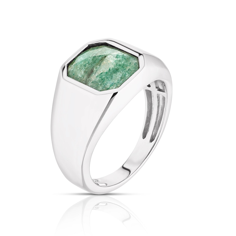 Men's Sterling Silver & Green Aventurine Ring