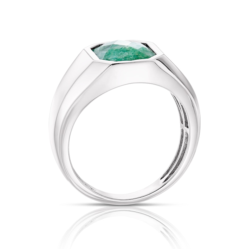 Men's Sterling Silver & Green Aventurine Ring