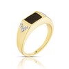Thumbnail Image 2 of Men's Sterling Silver & 18ct Gold Plated Vermeil Onyx Diamond Signet Ring