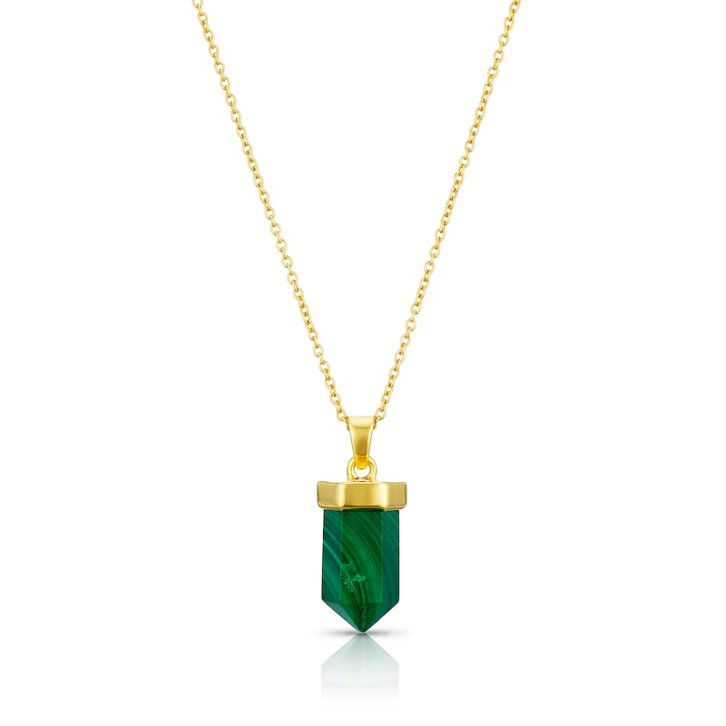 Main Image 1 of Men's Sterling Silver & 18ct Gold Plated Vermeil Malachite Pendant