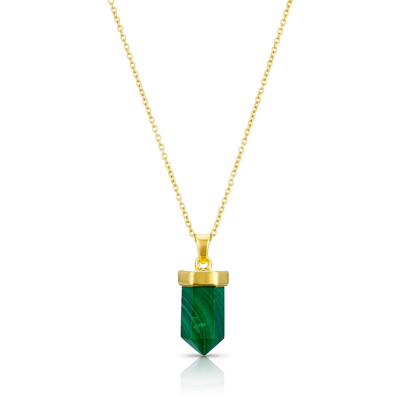 Men's Sterling Silver & 18ct Gold Plated Vermeil Malachite Pendant