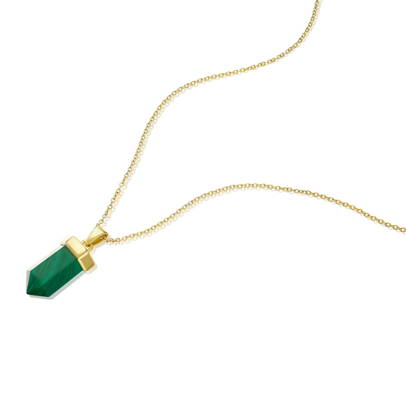 Main Image 2 of Men's Sterling Silver & 18ct Gold Plated Vermeil Malachite Pendant