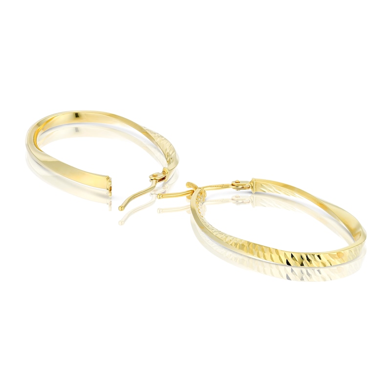 9ct Yellow Gold Diamond Cut Hoop Earrings