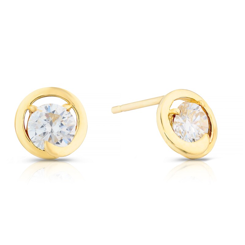 Main Image 1 of 9ct Yellow Gold Cubic Zirconia Round Stud Earrings