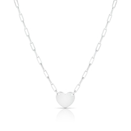 Sterling Silver Heart Station Chain Necklace