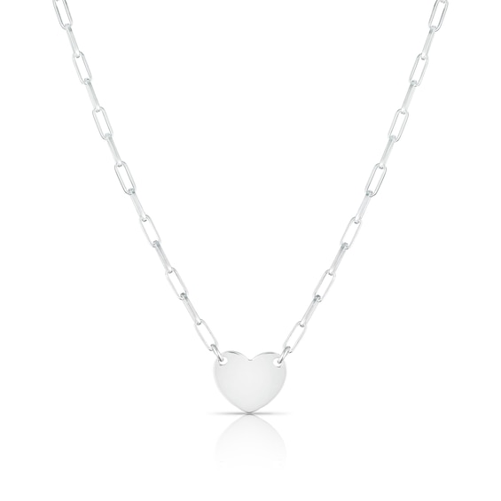 Sterling Silver Heart Station Chain Necklace