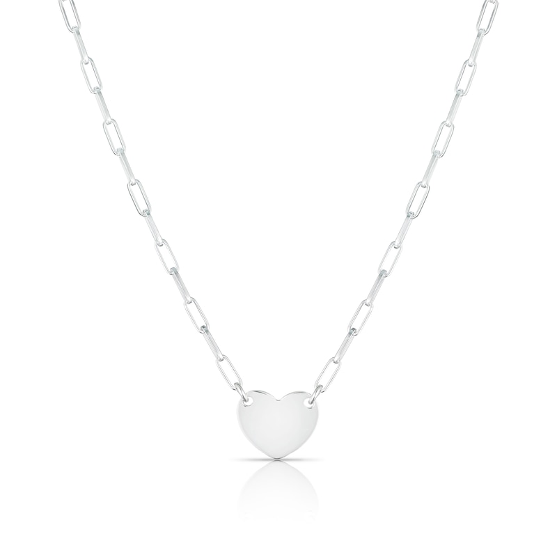 Main Image 1 of Sterling Silver Heart Station Chain Necklace